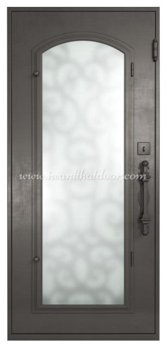Altamura 37X81 Right Hand Inswing, Medium Copper, Rain Glass, Handles, Deadbolt