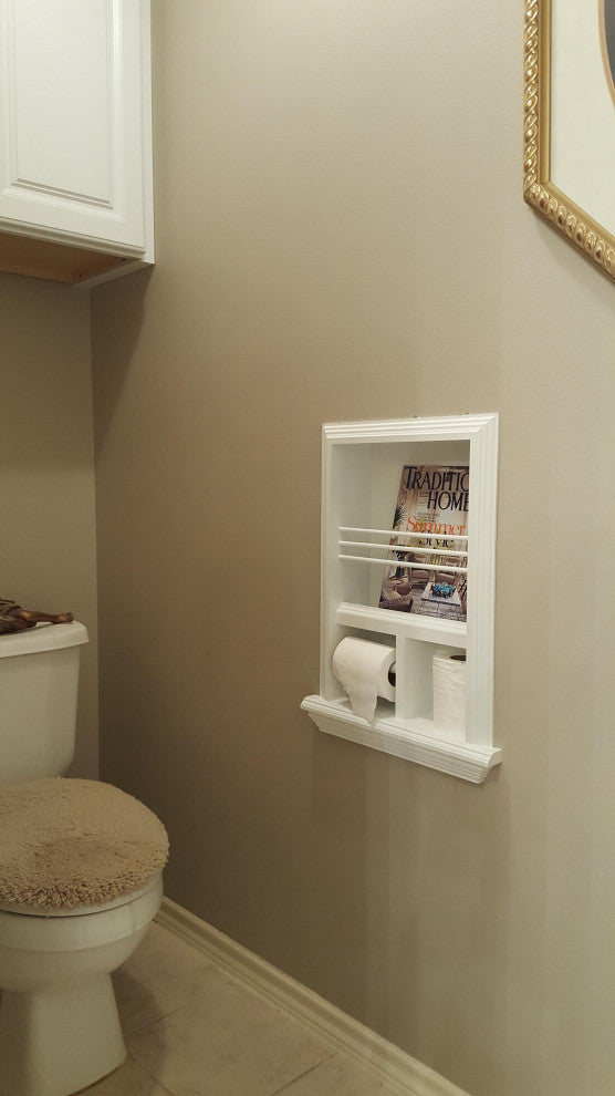 Montclair Combination Toilet Paper Holder Recessed Magazine Rack, Unfinished