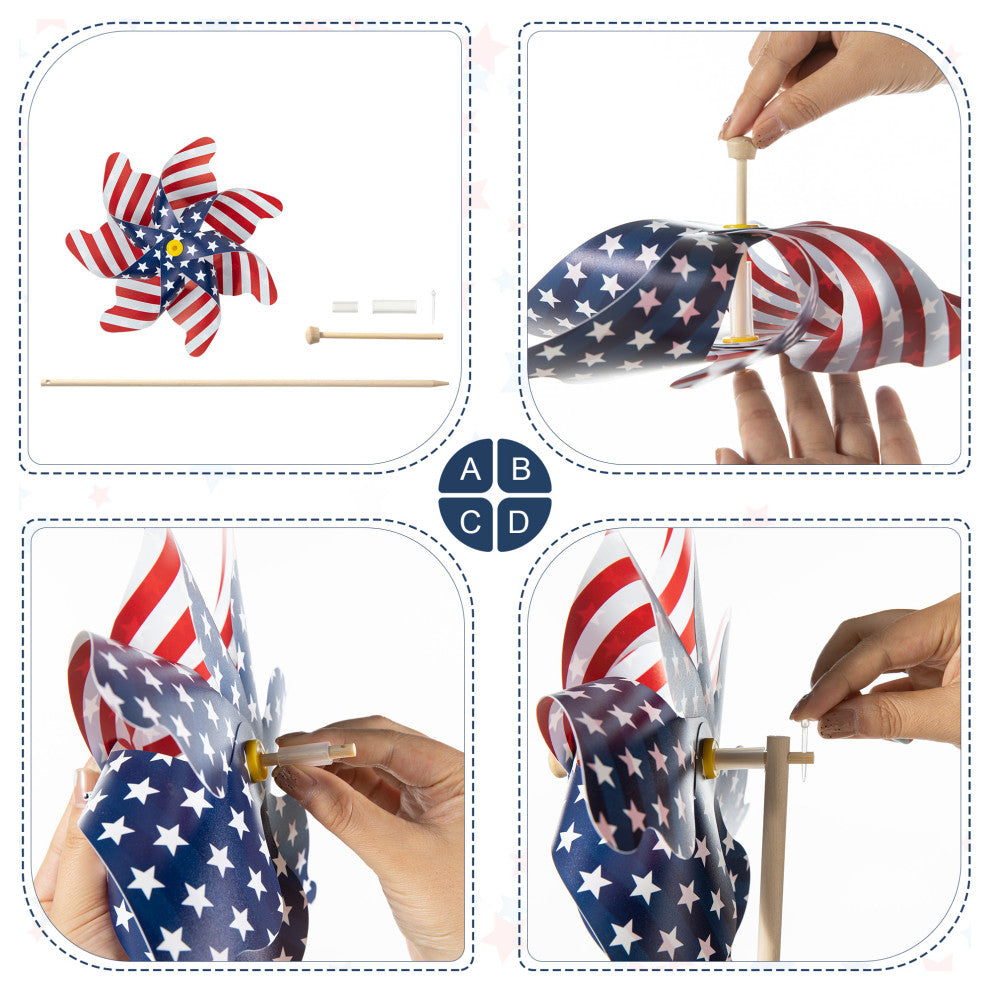 24"H Set of 6 Plastic Patriotic Windmills