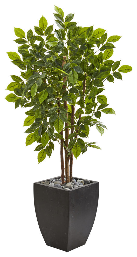 57" River Birch Artificial Tree in Black Planter