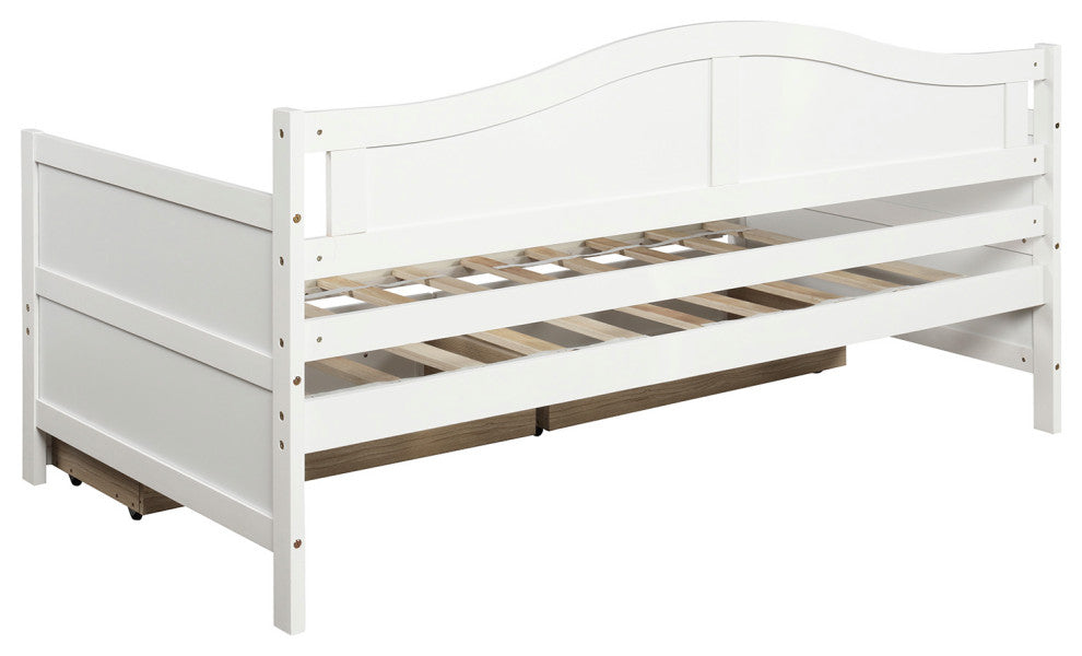 Gewnee Wood Twin Size Daybed with 2 Drawers in White