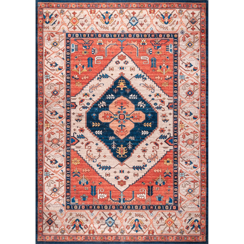 Nuloom Carolyn Machine Washable Tribal Motif Area Rug, Rust 9'x12'