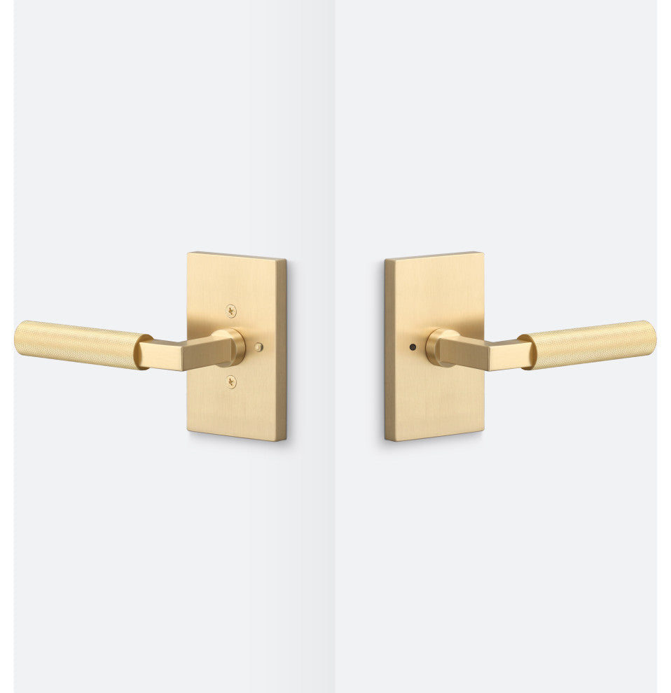 Levanto Privacy Rosette, Satin Brass, Knurled Grip in Satin Brass