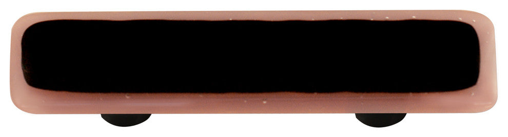 Art Glass Rectangle Bordered Pull, Alum Post, Dusty Lilac Border Black