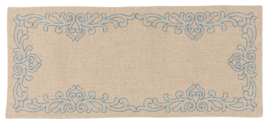Celeste Glistening Embroidered Table Runner, Natural, 16"x 36"