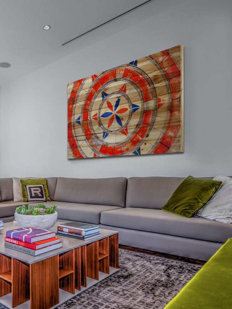 "Massa" Print on Natural Pine Wood, 60"x40"