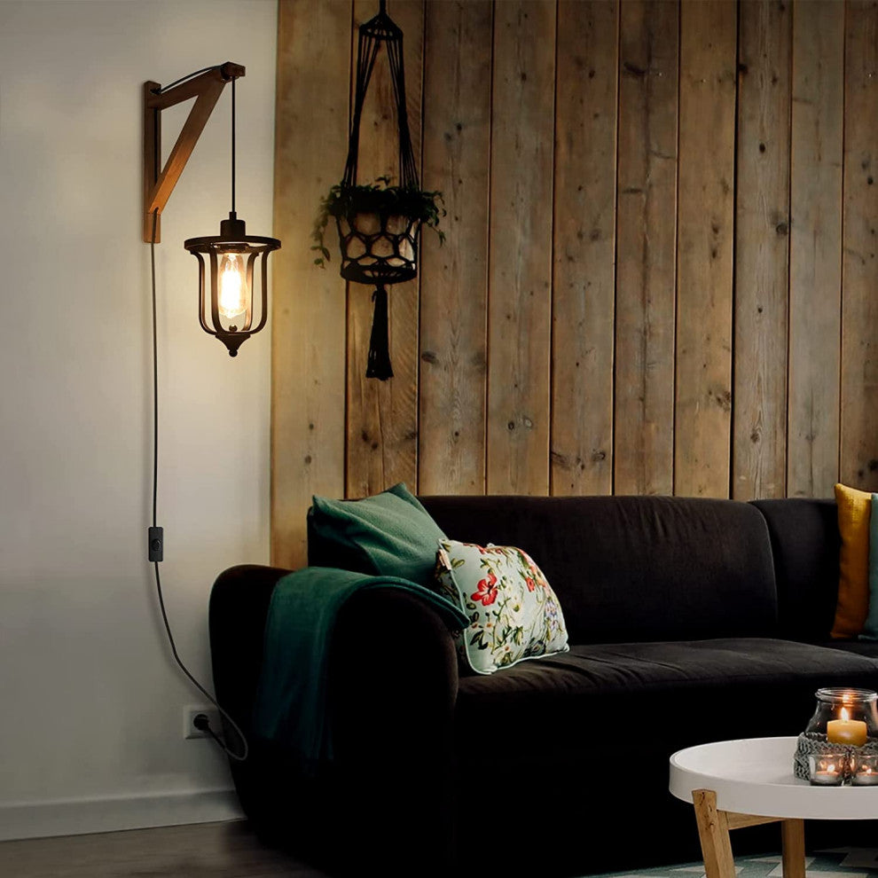 Plug, Pendant Light Fixture Vintage Black Pendant Lamp