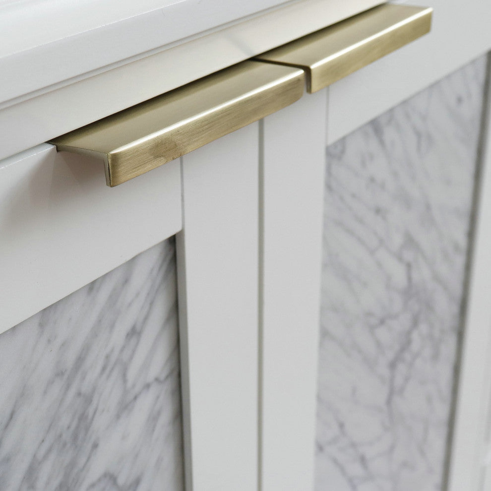 43" Single Vanity, White Finish With White Engineered Stone Top