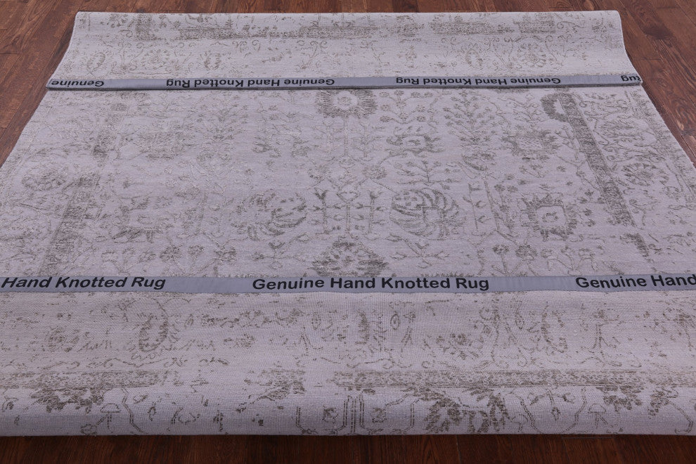 Persian Hand Knotted Wool and Silk Rug 8' 0" X 9' 11" Q9135