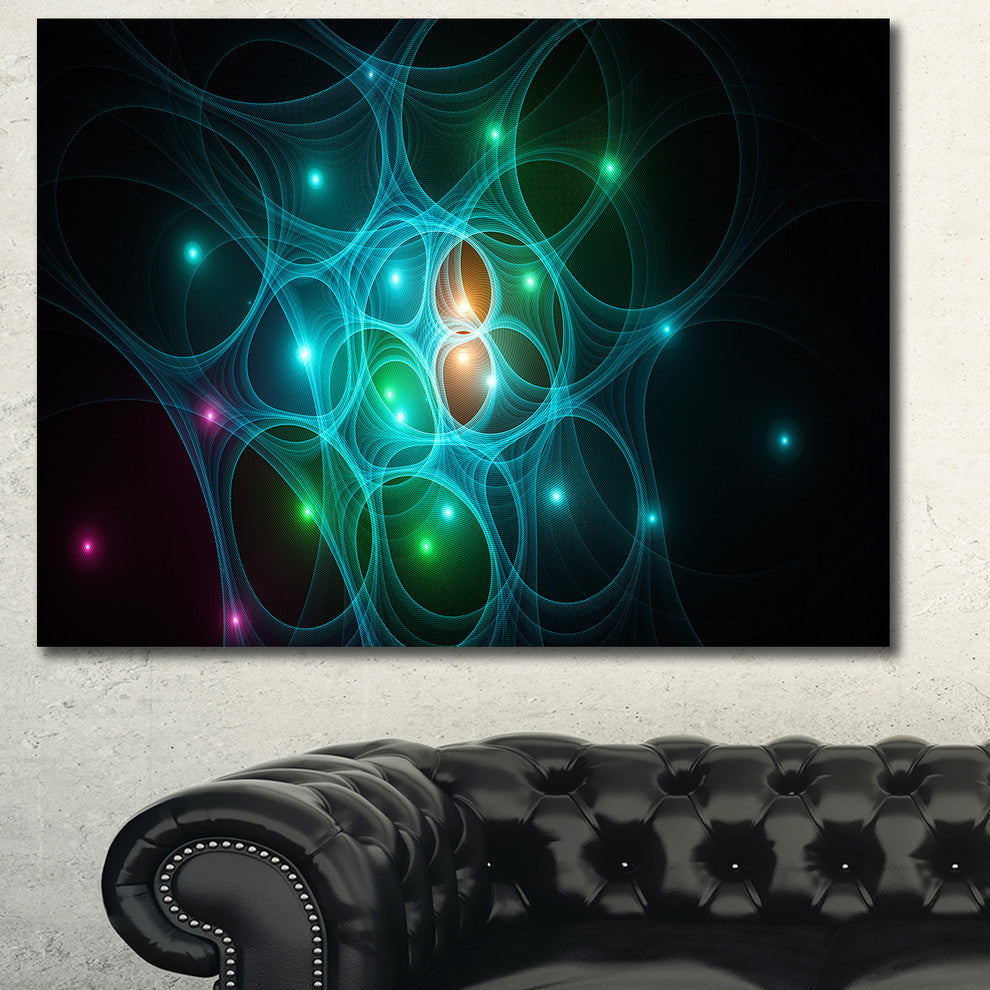 Light Blue Fractal Space Circles, Abstract Canvas Art Print, 40x30