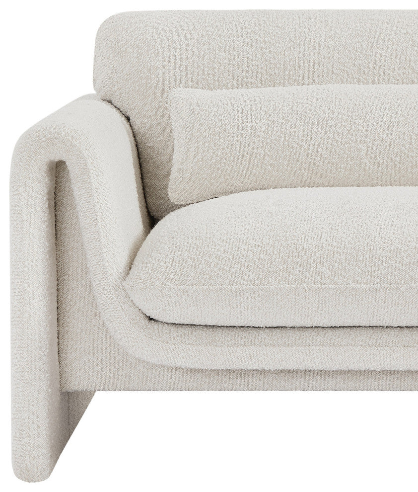 Stylus Boucle Fabric Upholstered Chair, Cream