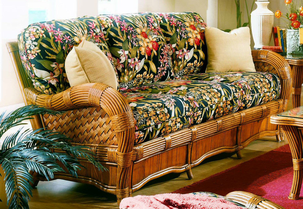 Kingston Reef Sofa in Cinnamon, Botanical-Fern Fabric