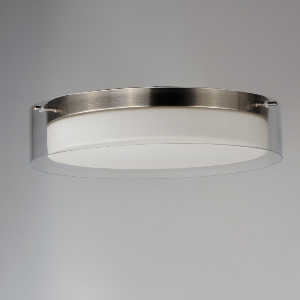 Maxim 12284CLSW Duo 16"W LED Flush Mount Drum Ceiling Fixture - Satin Nickel