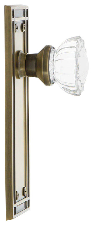 Single Mission Plate With Crystal Knob, Antique Brass