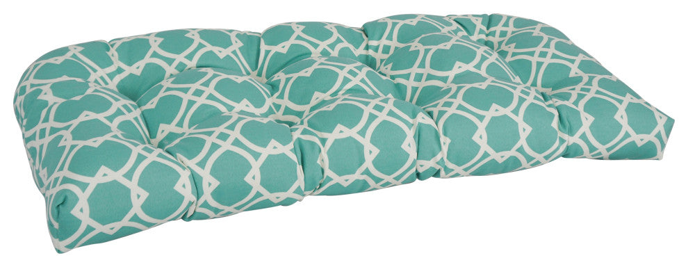 42"X19" U-Shaped Patterned Polyester Tufted Settee/Bench Cushion, Elipse Pool