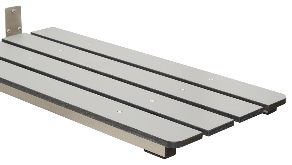 Hermosa 32"x13.5" Back Wall-Mount Folding Tub Seat With 3" Slats, Gray