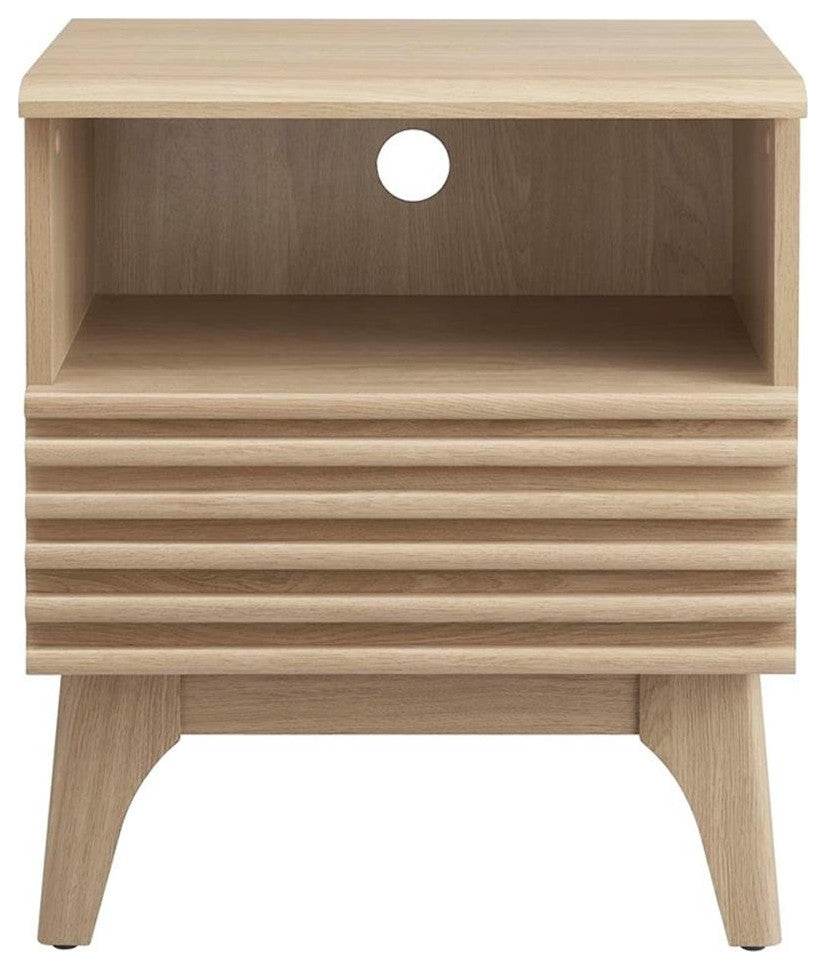 Modway Render Modern Particleboard Wood Nightstand - Oak Finish