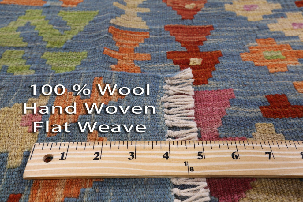 6' 10" X 9' 8" Reversible Flat Weave Kilim Rug Q8294