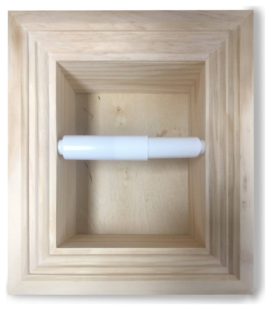 Tampa Recessed Solid Wood Toilet Paper Holder 7 x 8.5, Unfinished