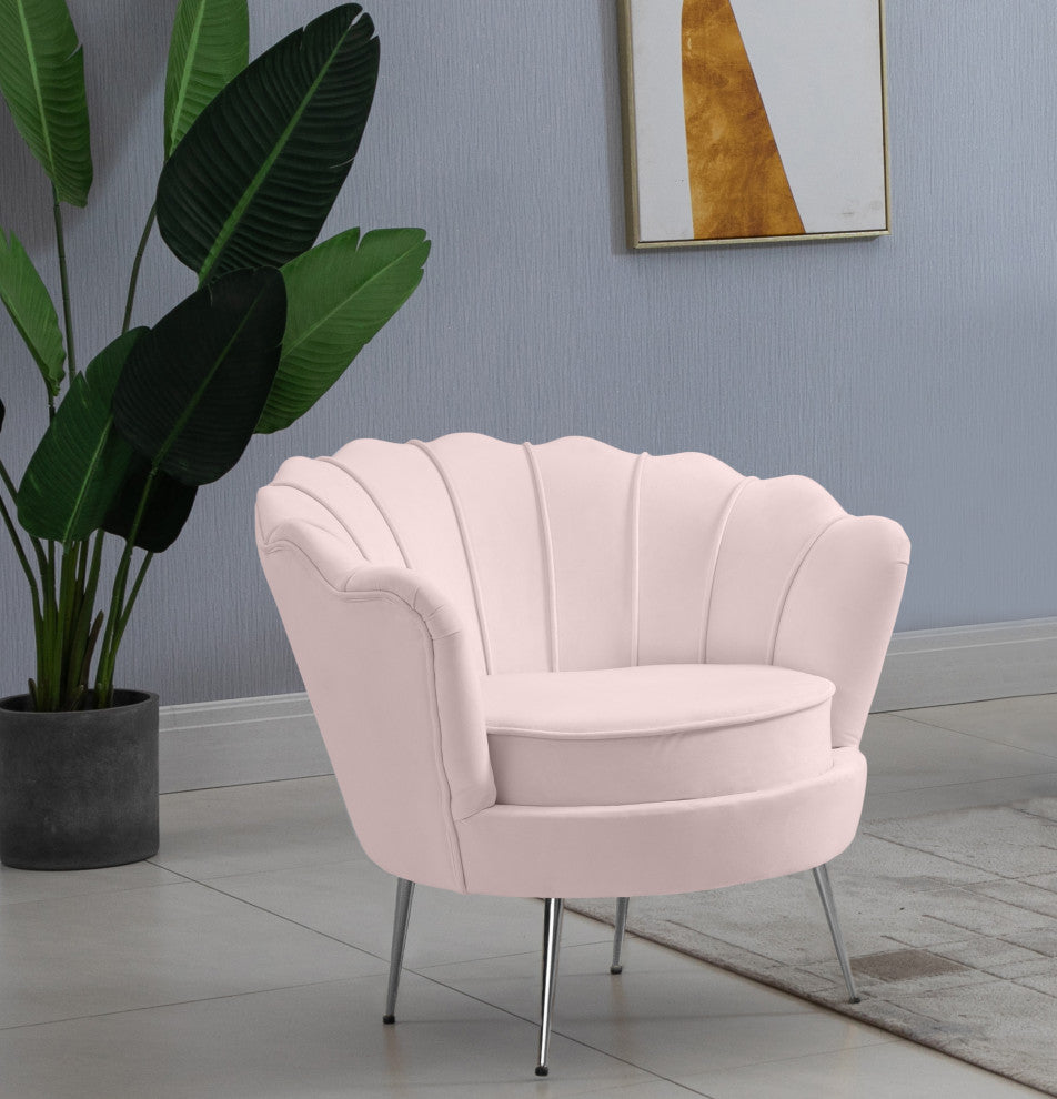 Gardenia  Velvet Upholstered Chair, Pink
