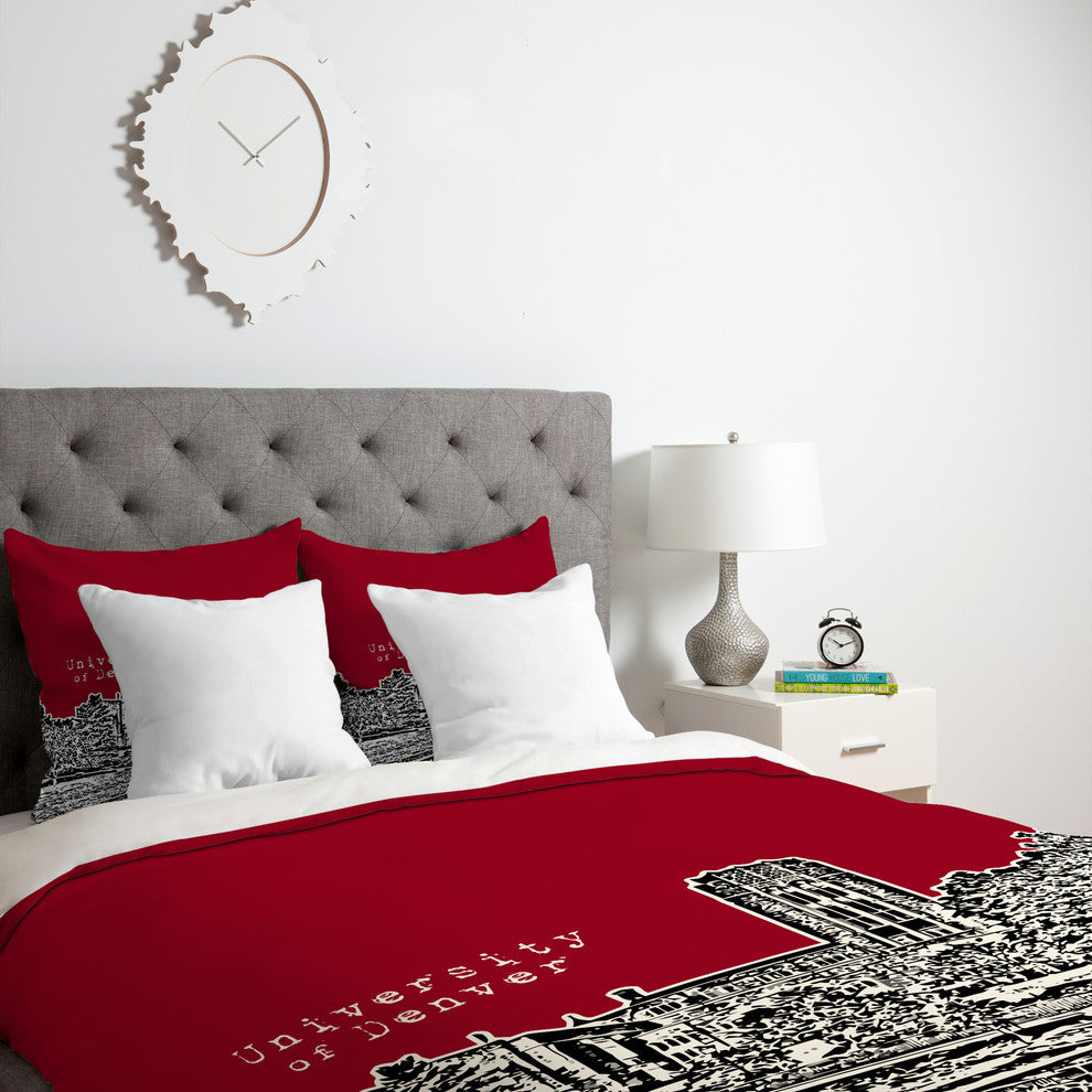Deny Designs Bird Ave University Of Denver Red Duvet Cover - Lightweight