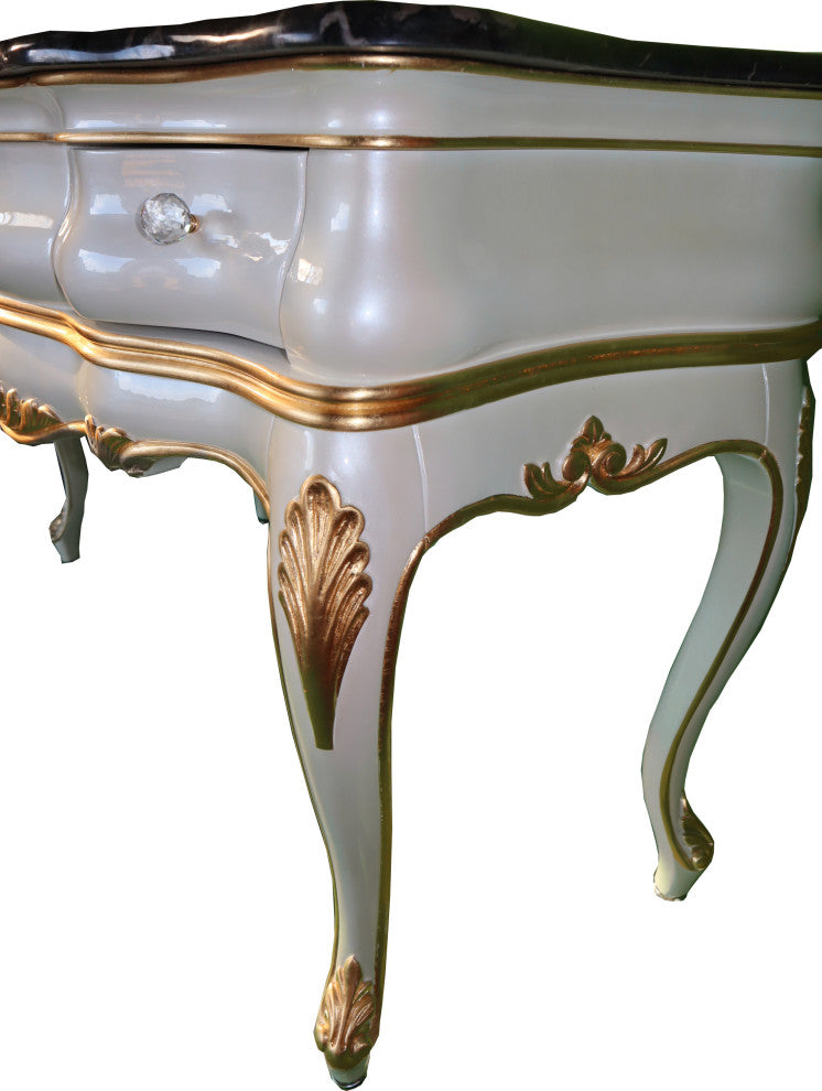 Handmade 48'' Single Bath Vanity, Italian Marble Top, Solid Wood, Mirror, White