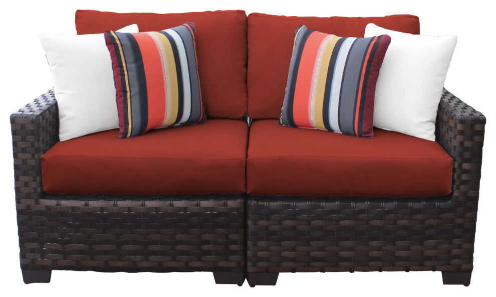 kathy ireland River Brook 2 Piece Wicker Patio Furniture Set, Cinnamon