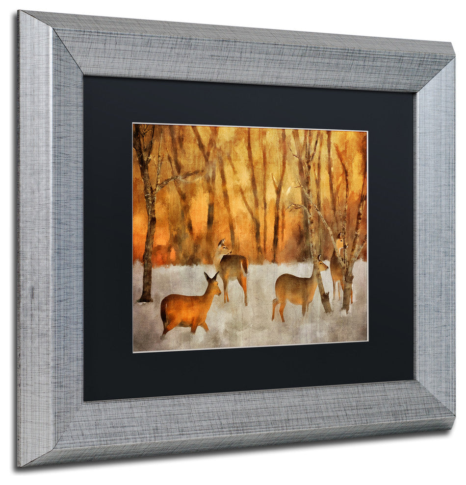 Bryan 'Creatures of a Winter Sunset' Art, Silver Frame, Black Matte, 14"x11"
