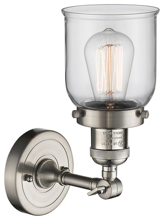 Small Bell 1-Light LED Sconce, Brushed Satin Nickel, Glass: Clear
