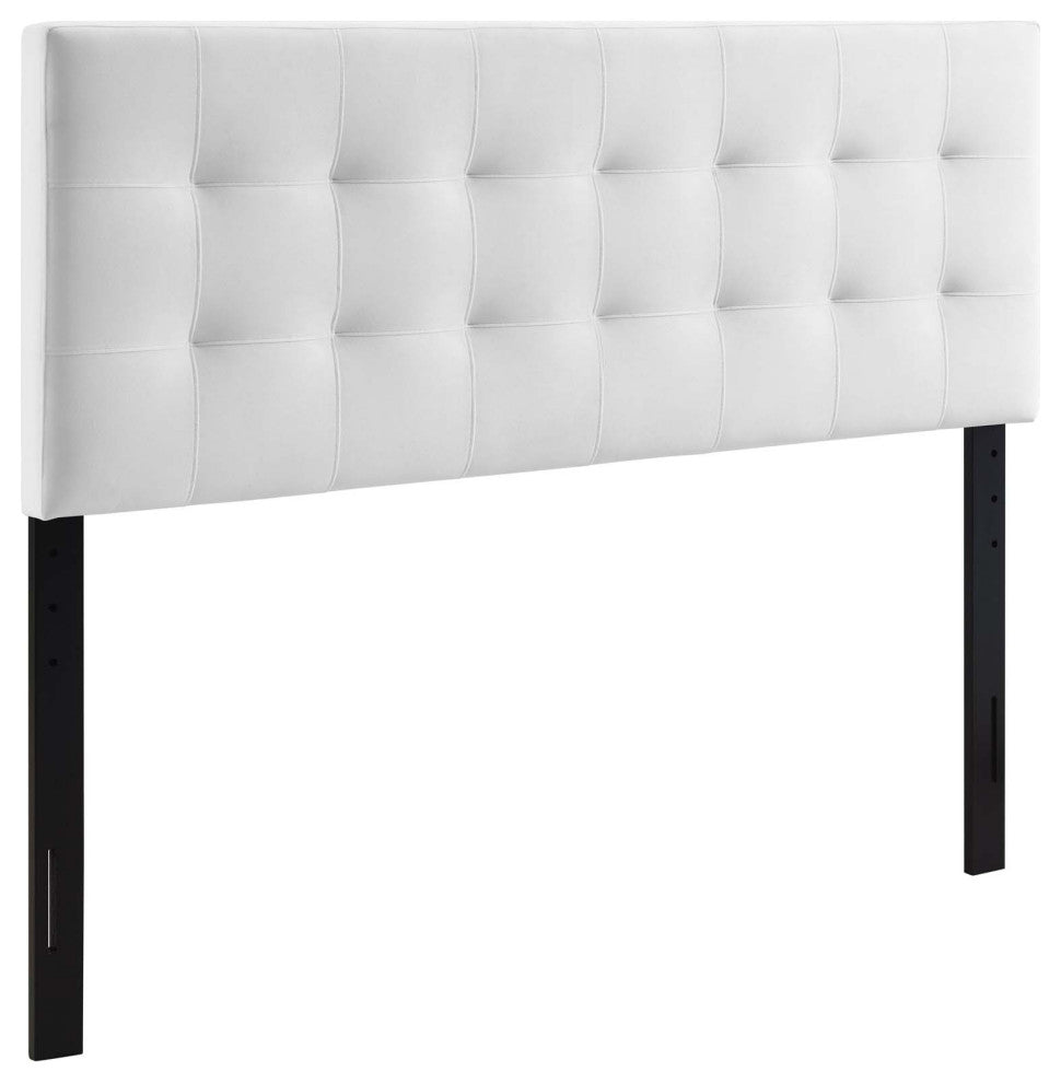 White Lily Biscuit Tufted Full Performance Velvet Headboard