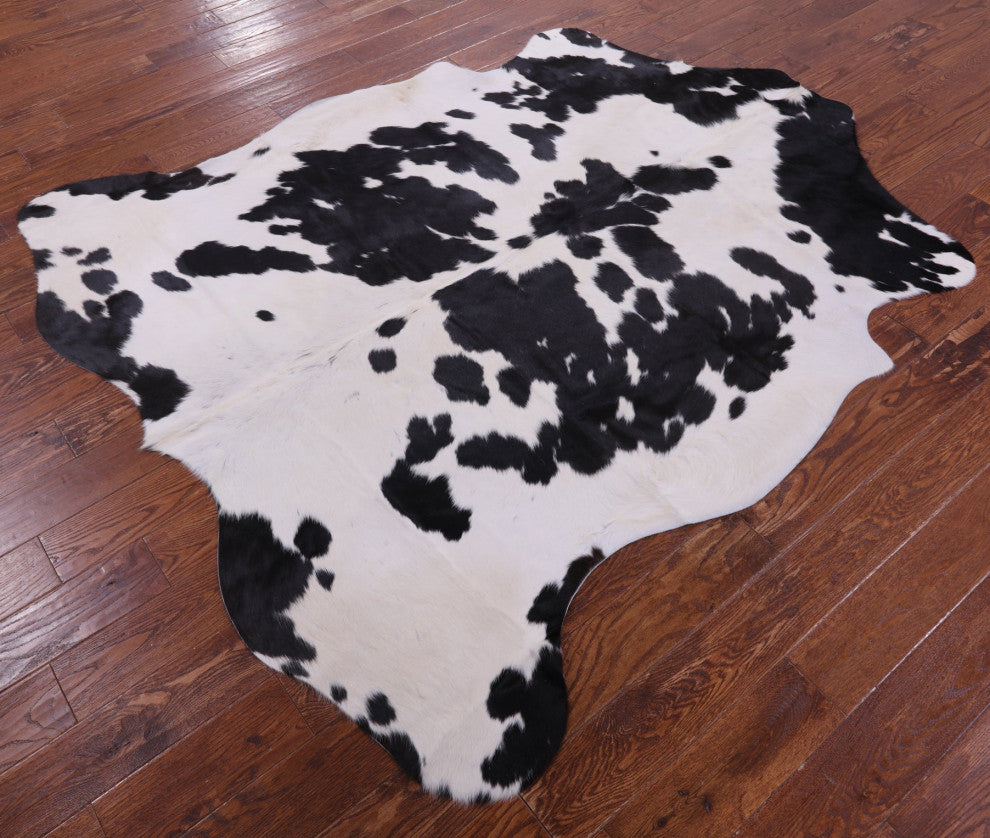 7' 3" X 6' 4" Organic Natural Hair-On Cowhide Area Rug C1460