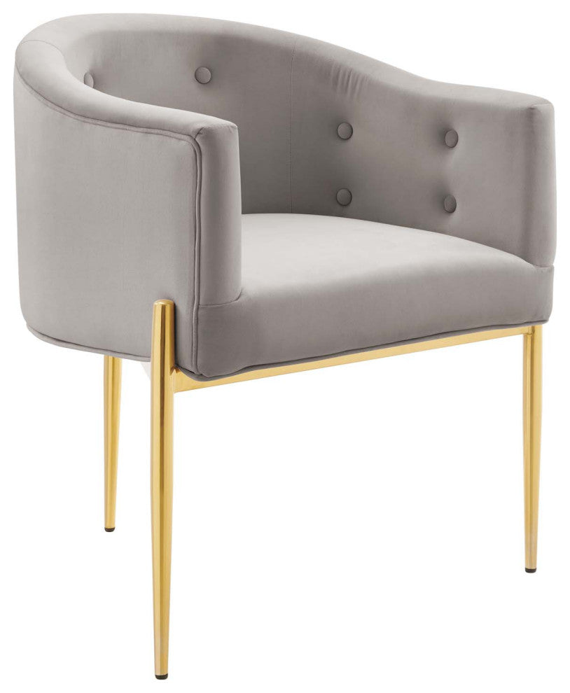 Savour Tufted Performance Velvet Accent Chairs Set of 2 Light Gray