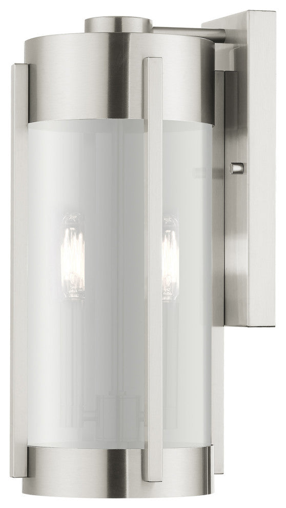 Livex Lighting Sheridan 2 Light Brushed Nickel Medium Outdoor Wall Lantern