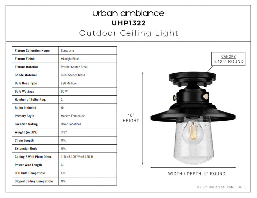 Luxury Coastal Ceiling Light, Midnight Black