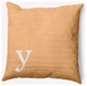20" x 20" Modern Monogram Indoor/Outdoor Polyester Throw Pillow, Pale Gold