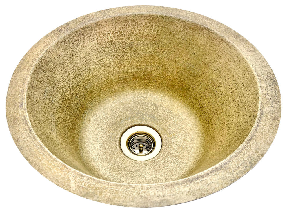 14" Hammered Weathered Brass Bar Sink, Sink With Drain