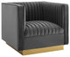Sanguine Vertical Channel Tufted Accent Performance Velvet Armchair Gray
