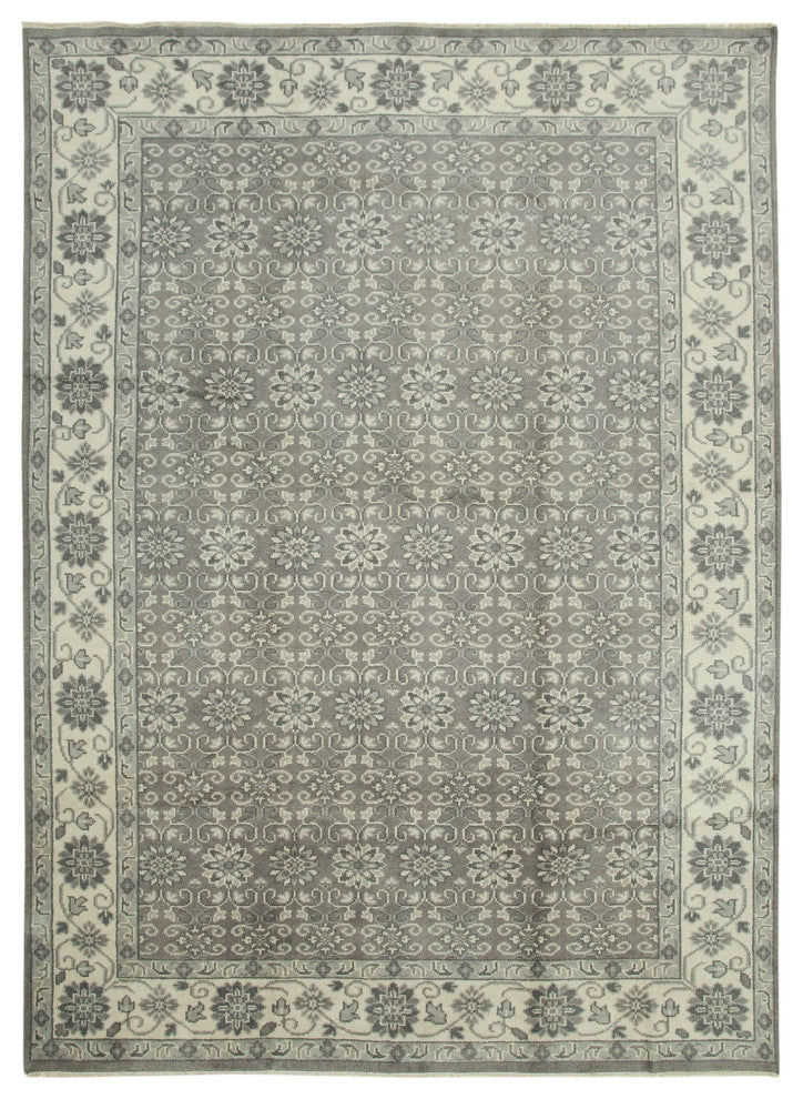 Rug N Carpet - Handmade Oriental 9' 10" x 13' 10" Pastel Grey Oushak Rug