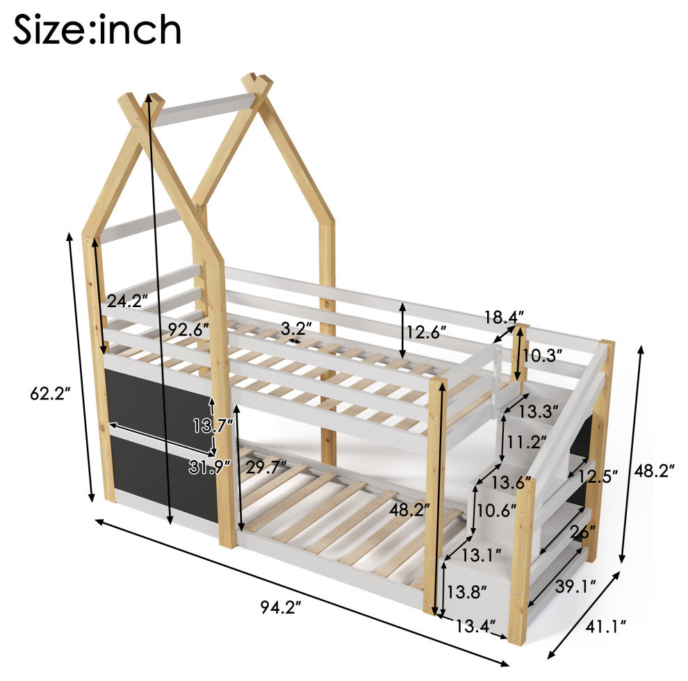 Gewnee Twin over Twin House Bunk Bed