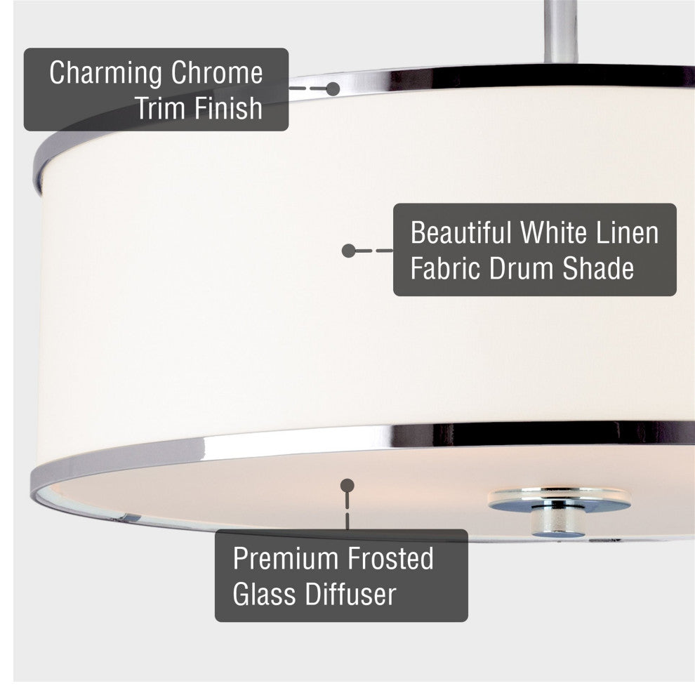 Kira Home Chloe 15" Retro Ceiling Light, White Drum Shade, LED Compatible, Round