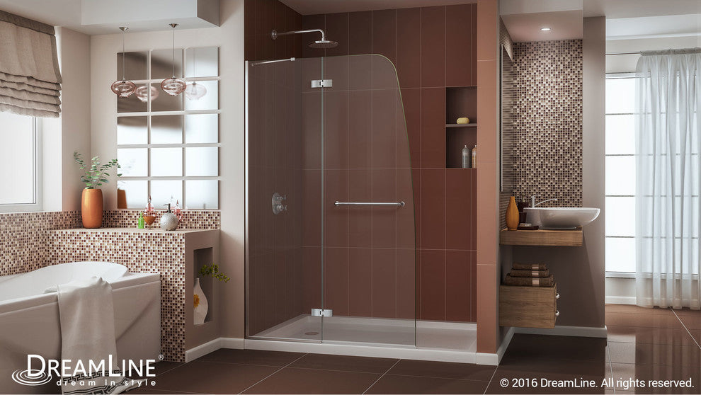DreamLine Aqua Ultra Frameless Hinged Shower Door and 34"x60" Base Left Drain