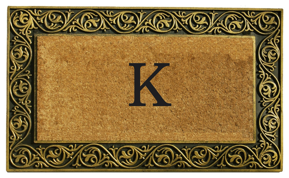 Prestige Gold Monogram Doormat 18"x30", Letter K