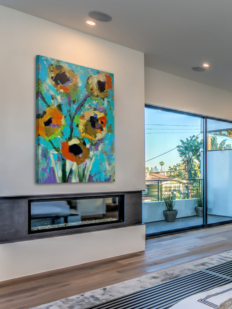 "Modern Sunflowers" Painting Print on Wrapped Canvas, 20"x30"