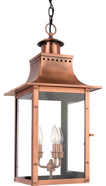 Quoizel CM1912AC Three Light Outdoor Hanging Lantern Chalmers Aged Copper
