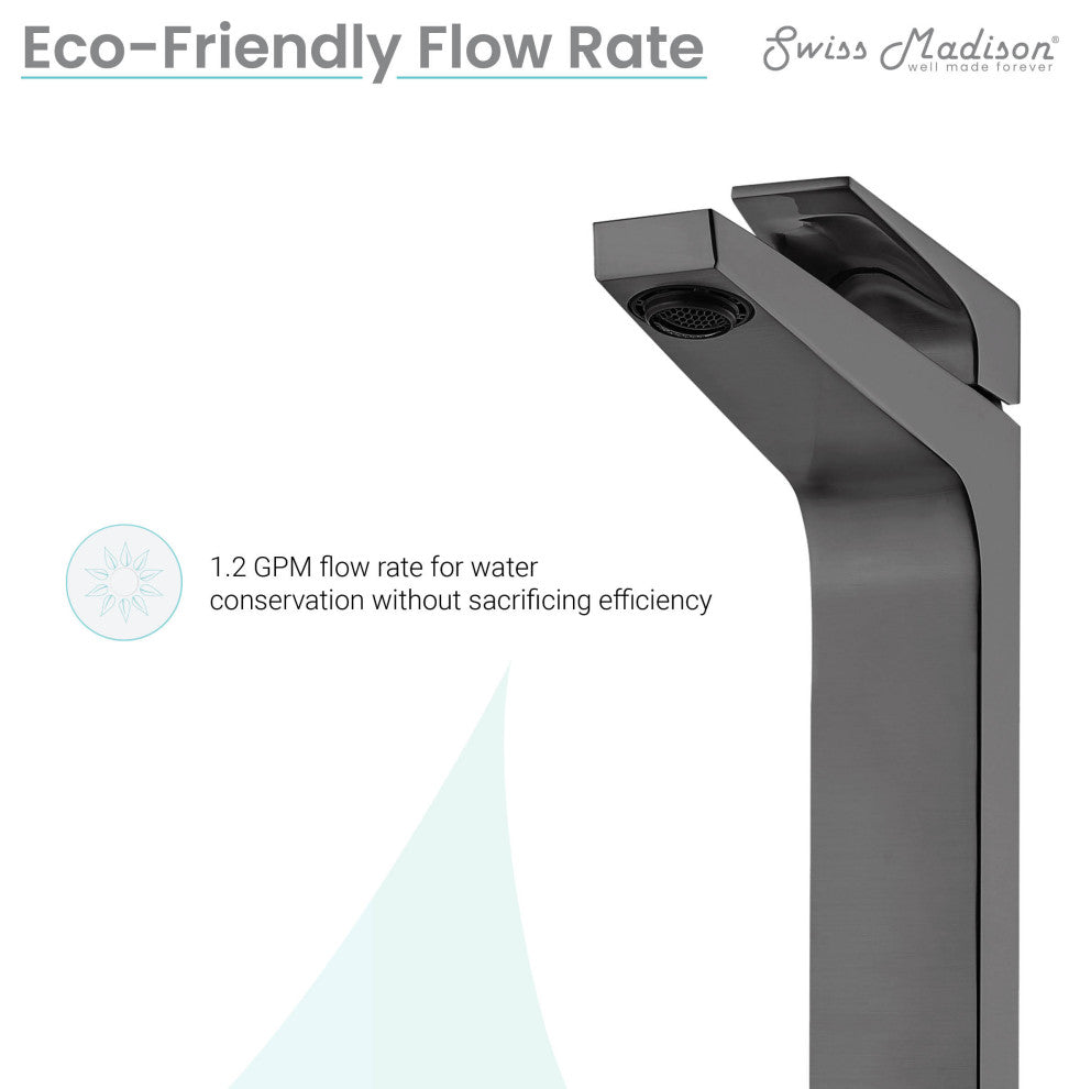 Voltaire Single Hole Single-Handle High Arc Bathroom Faucet, Gunmetal Gray