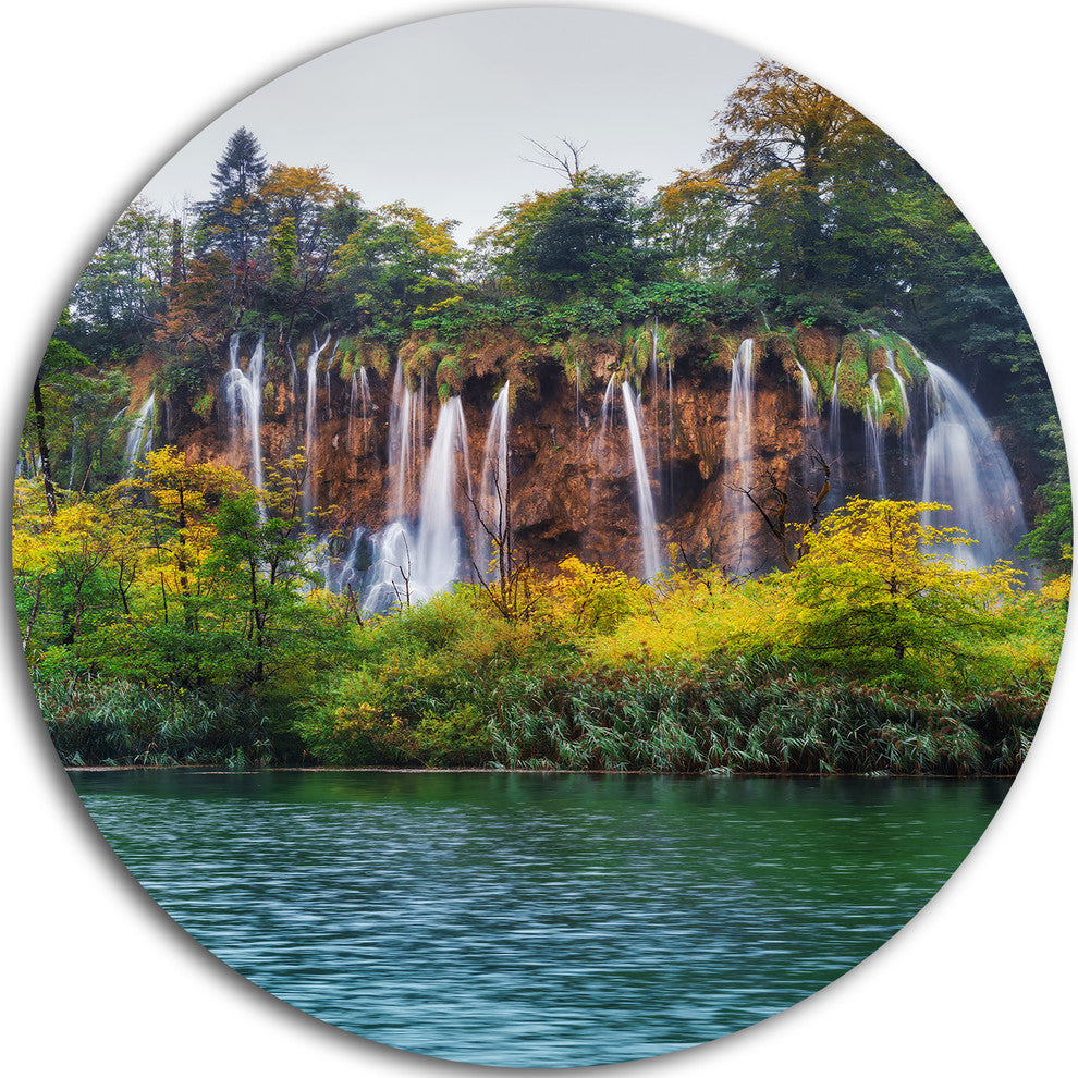 Plitvice Lakes Croatia, Landscape Photo Disc Metal Artwork, 23"