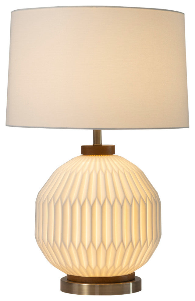 Moraga Table Lamp - 24", Bone Porcelain and Walnut, 4-Way Rotary Switch