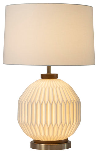 Moraga Table Lamp - 24", Bone Porcelain and Walnut, 4-Way Rotary Switch