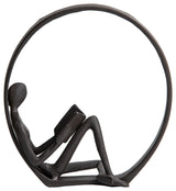 Danya B. Contemporary Encircled Reader Cast Iron Sculpture Statue, Female