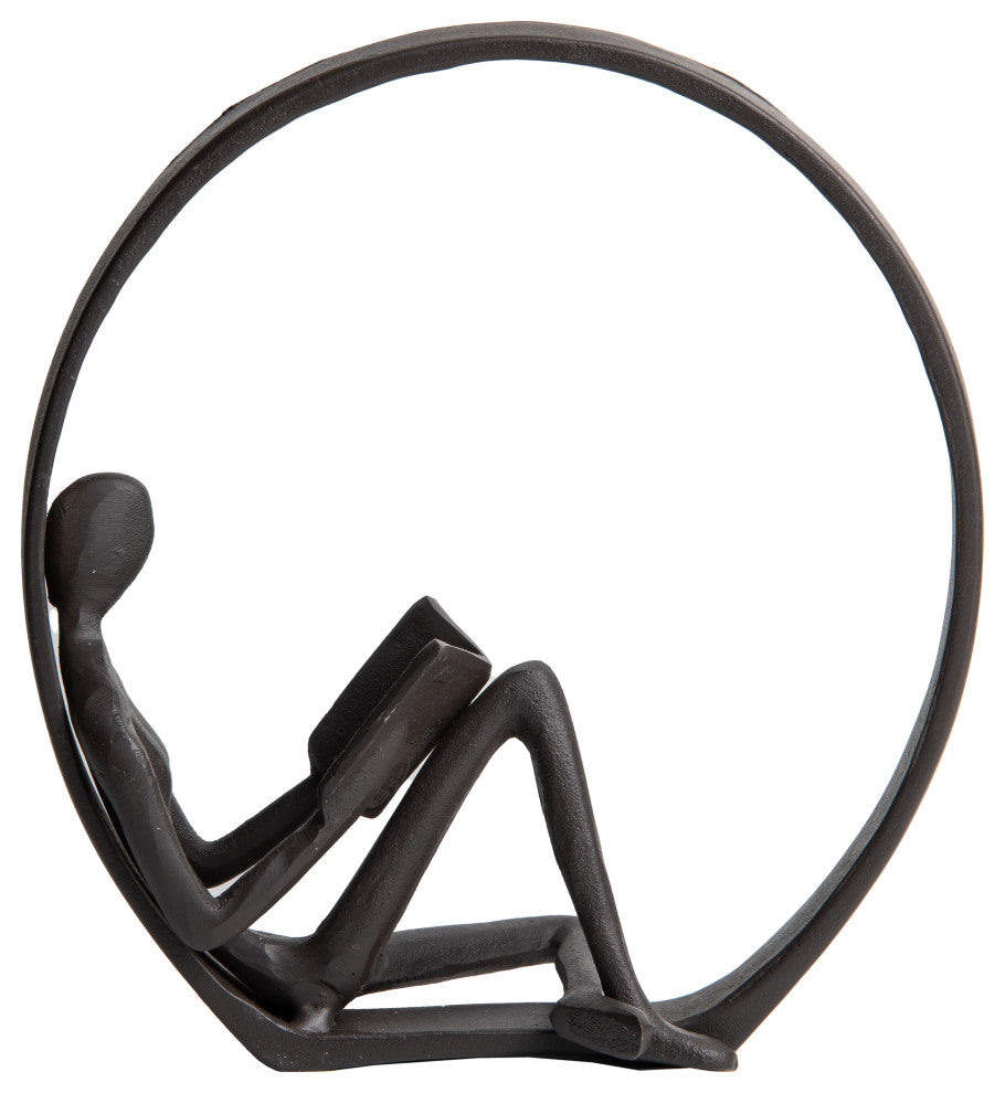 Danya B. Contemporary Encircled Reader Cast Iron Sculpture Statue, Female